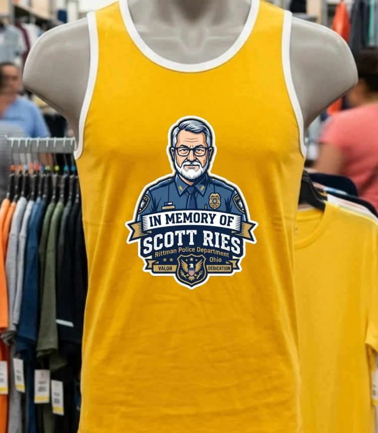 In Memory Of Scott Ries (54), A Police Officer With The Rittman Police Department In Ohio T Shirt - yellow-t-shirt In Memory Of Scott Ries 54 A Police Officer With The Rittman Police Department In Ohio T Shirt Yellow T Shirt