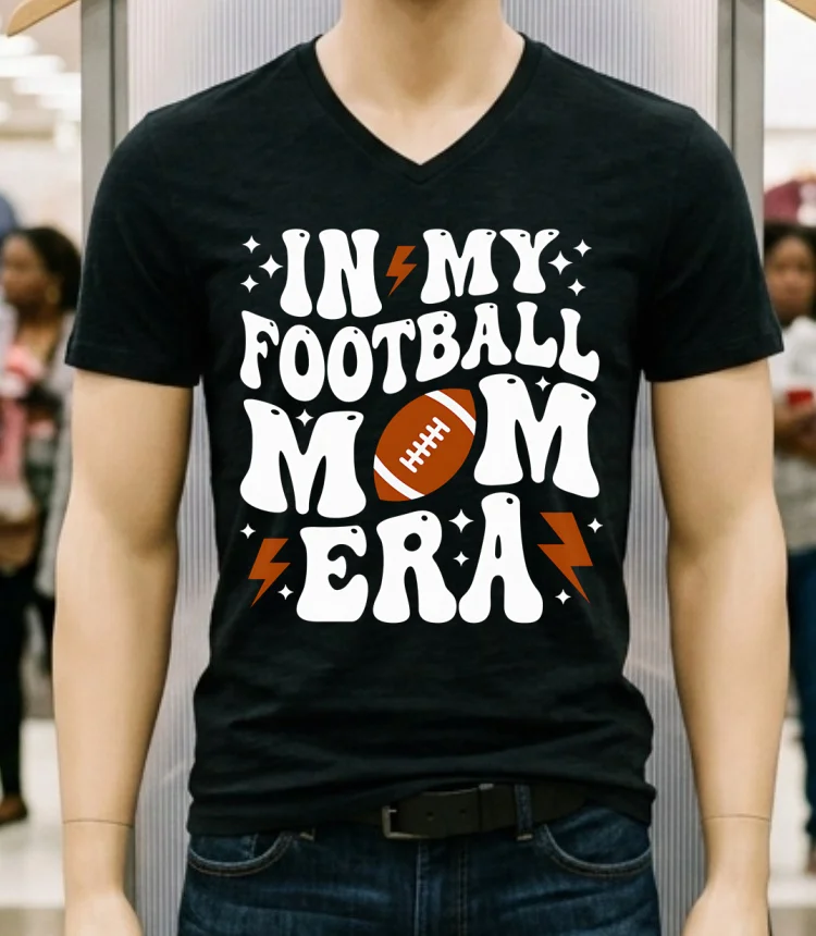 In My Football Mom Era Football Season Game Day Shirt Balck Shirt