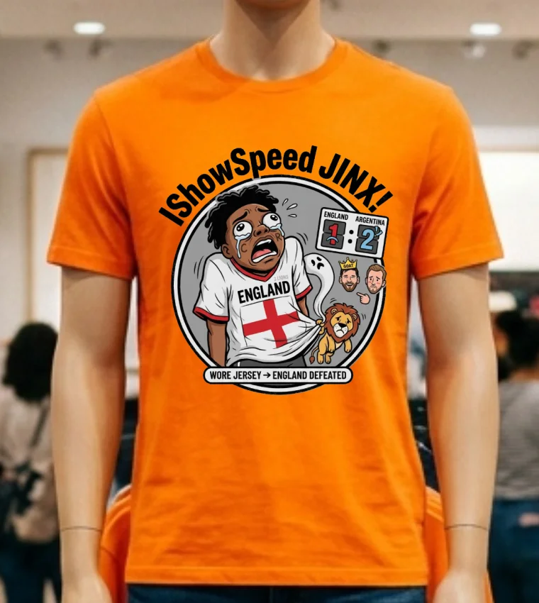 Ishowspeed Wore The England Jersey And The Result Was England Being Defeated By Argentina T Shirt - orange-shirt Ishowspeed Wore The England Jersey And The Result Was England Being Defeated By Argentina T Shirt Orange Shirt