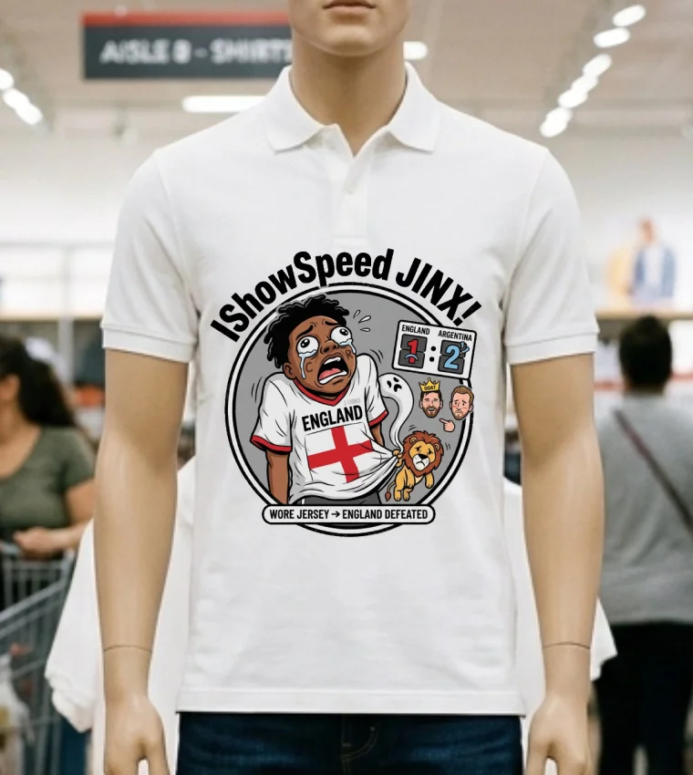 Ishowspeed Wore The England Jersey And The Result Was England Being Defeated By Argentina T Shirt - white-t-shirt Ishowspeed Wore The England Jersey And The Result Was England Being Defeated By Argentina T Shirt White T Shirt 2