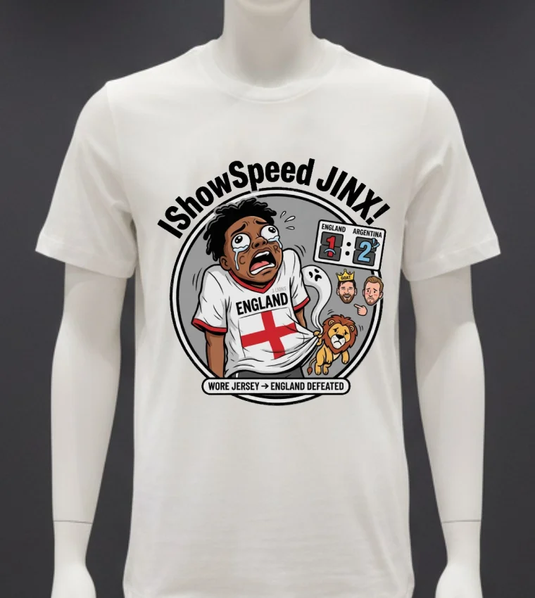 Ishowspeed Wore The England Jersey And The Result Was England Being Defeated By Argentina T Shirt - white-t-shirt Ishowspeed Wore The England Jersey And The Result Was England Being Defeated By Argentina T Shirt White T Shirt 3