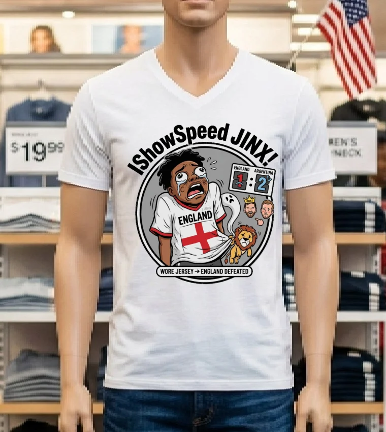 Ishowspeed Wore The England Jersey And The Result Was England Being Defeated By Argentina T Shirt - white-t-shirt Ishowspeed Wore The England Jersey And The Result Was England Being Defeated By Argentina T Shirt White T Shirt