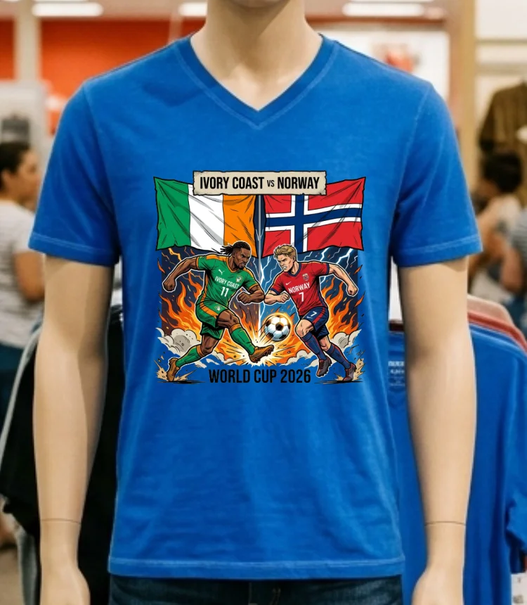 Ivory Coast Vs Norway World Cup 2026 T Shirt - blue-shirt Ivory Coast Vs Norway World Cup 2026 T Shirt Blue Shirt