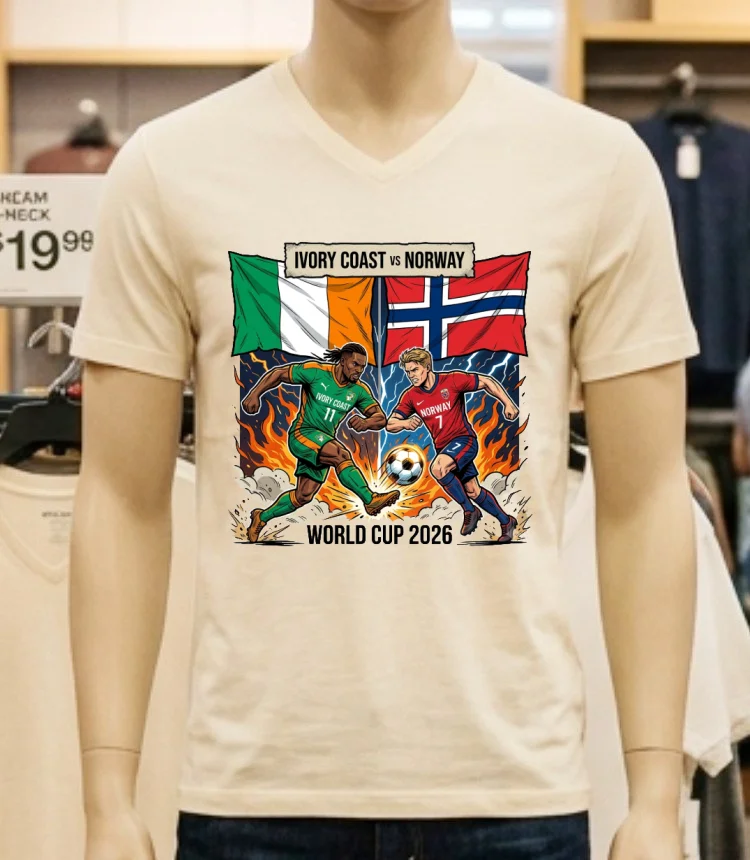 Ivory Coast Vs Norway World Cup 2026 T Shirt - white-t-shirt Ivory Coast Vs Norway World Cup 2026 T Shirt White T Shirt 2