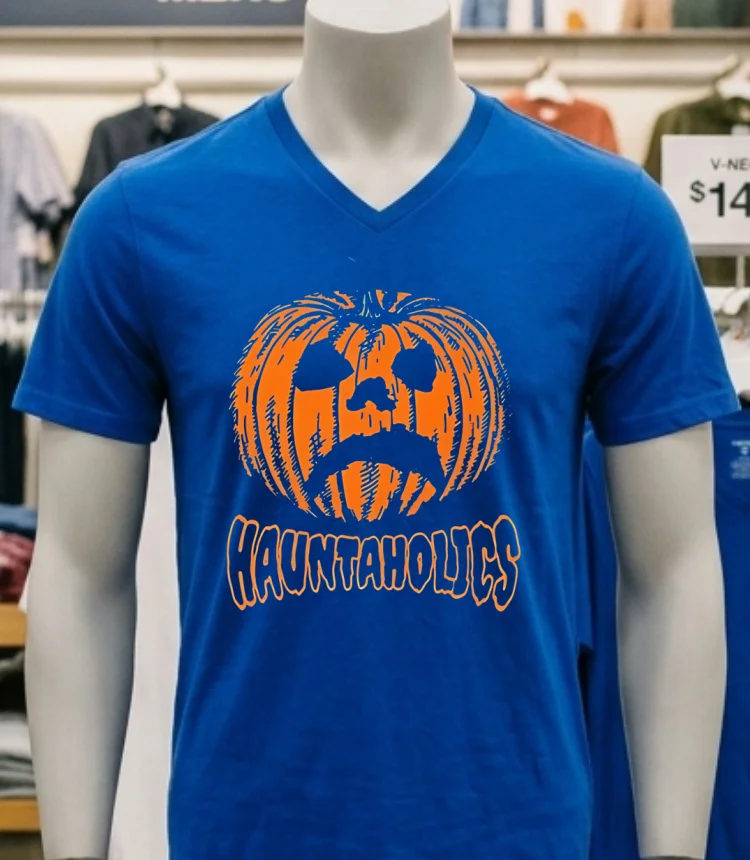 Jake Webber Hauntaholics Halloween Graphic Shirt Navy Shirt 1