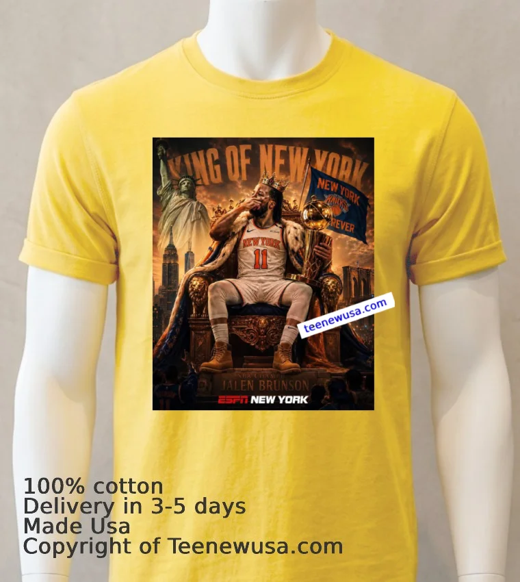 Jalen Brunson King Of New York Nba 2026 T Shirt - yellow-t-shirt Jalen Brunson King Of New York Nba 2026 T Shirt Yellow T Shirt