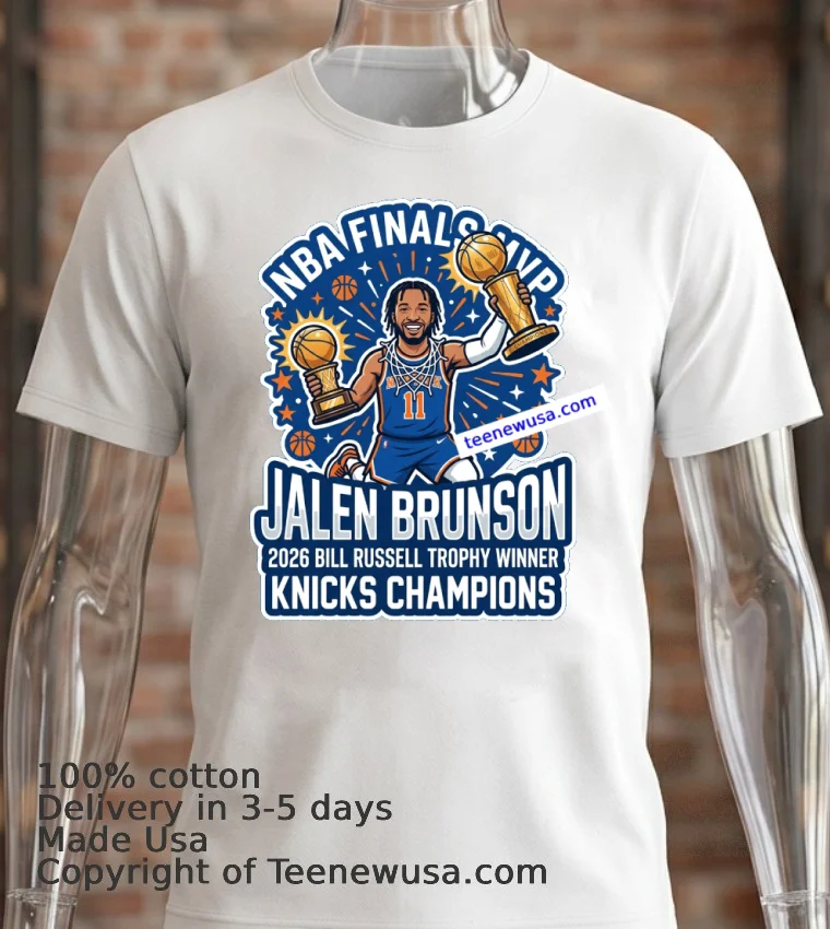 Jalen Brunson Wins Bill Russell Trophy As 2026 Nba Finals Mvp T Shirt White T Shirt 2