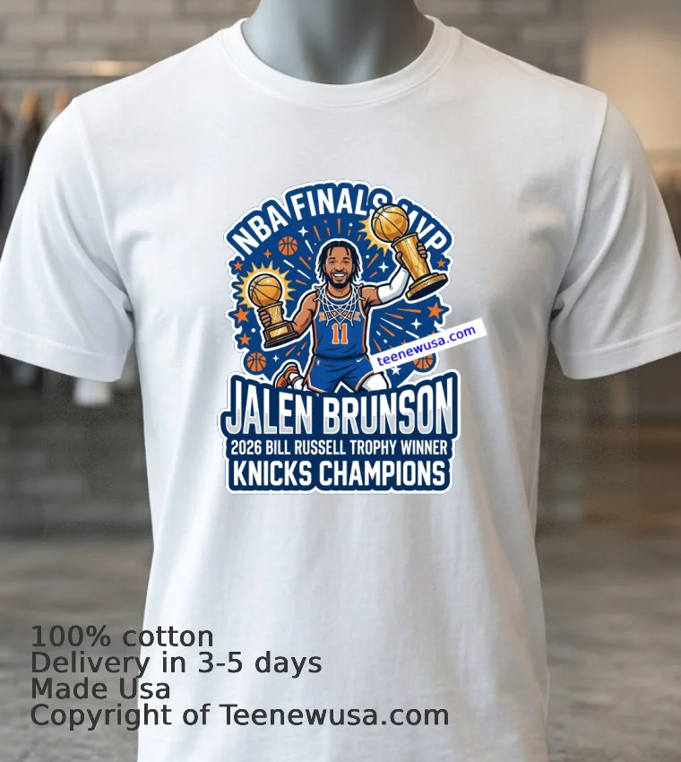 Jalen Brunson Wins Bill Russell Trophy As 2026 Nba Finals Mvp T Shirt - white-t-shirt 3 Jalen Brunson Wins Bill Russell Trophy As 2026 Nba Finals Mvp T Shirt White T Shirt 3