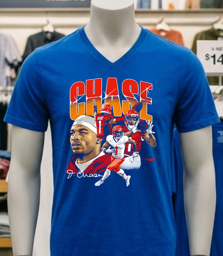 Ja Marr Chase Cincinnati Collage Signature Vintage Shirt - navy-shirt Jamarr Chase Cincinnati Collage Signature Vintage Shirt Navy Shirt 1