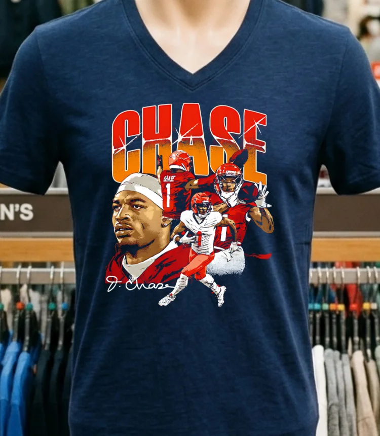 Ja Marr Chase Cincinnati Collage Signature Vintage Shirt - navy-shirt Jamarr Chase Cincinnati Collage Signature Vintage Shirt Navy Shirt