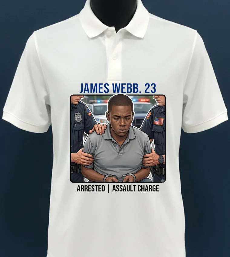 James Webb, 23, Was Arrested By Police T Shirt - white-t-shirt James Webb 23 Was Arrested By Police T Shirt White T Shirt 3
