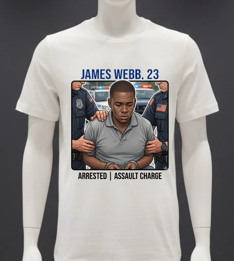 James Webb, 23, Was Arrested By Police T Shirt - white-t-shirt James Webb 23 Was Arrested By Police T Shirt White T Shirt 4