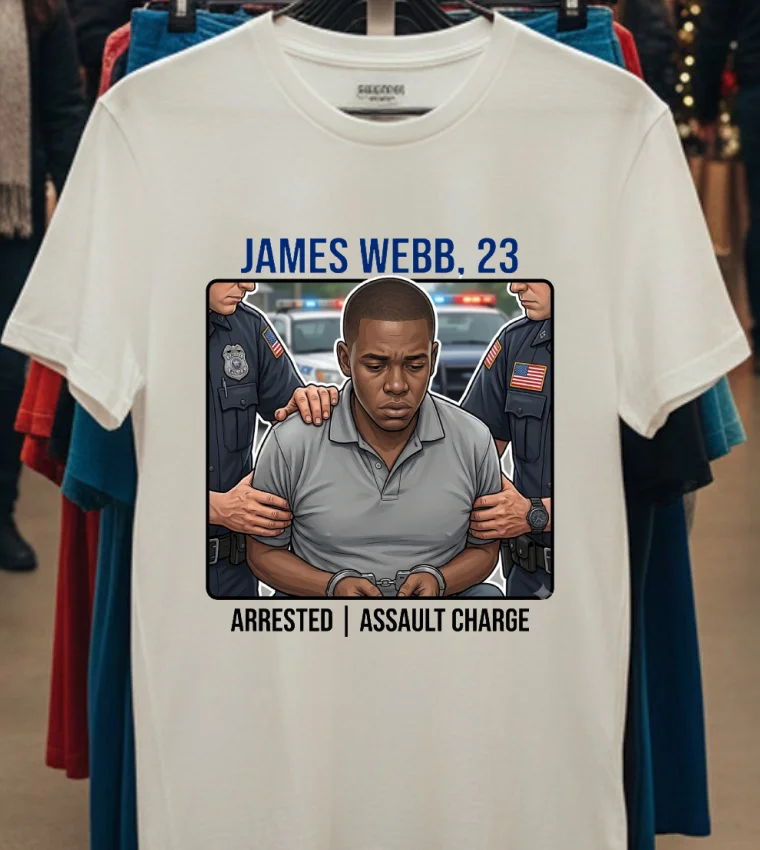 James Webb, 23, Was Arrested By Police T Shirt - white-t-shirt James Webb 23 Was Arrested By Police T Shirt White T Shirt