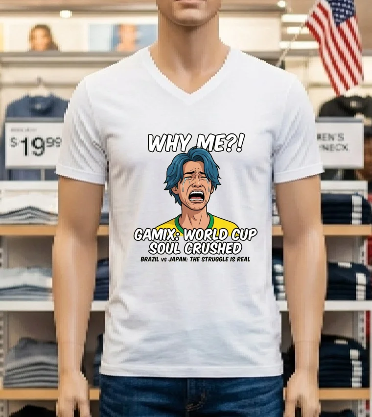 Japanese Fan Gamix Screaming During Brazil Vs Japan World Cup 2026 T Shirt - white-t-shirt Japanese Fan Gamix Screaming During Brazil Vs Japan World Cup 2026 T Shirt White T Shirt 1