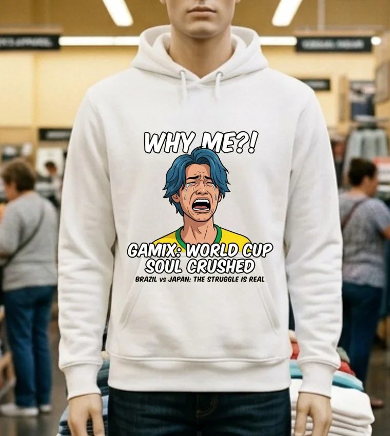 Japanese Fan Gamix Screaming During Brazil Vs Japan World Cup 2026 T Shirt - white-t-shirt Japanese Fan Gamix Screaming During Brazil Vs Japan World Cup 2026 T Shirt White T Shirt 3
