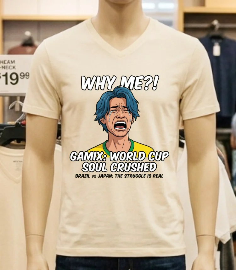 Japanese Fan Gamix Screaming During Brazil Vs Japan World Cup 2026 T Shirt - white-t-shirt Japanese Fan Gamix Screaming During Brazil Vs Japan World Cup 2026 T Shirt White T Shirt 5