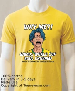 Japanese Fan Gamix Screaming During Brazil Vs Japan World Cup 2026 T Shirt