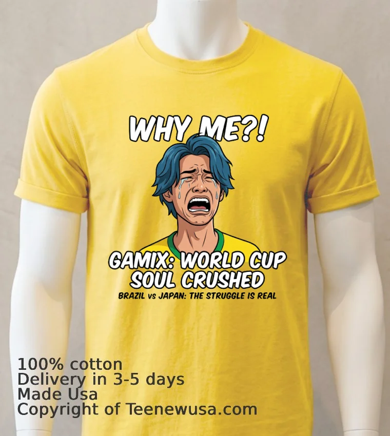 Japanese Fan Gamix Screaming During Brazil Vs Japan World Cup 2026 T Shirt Yellow T Shirt