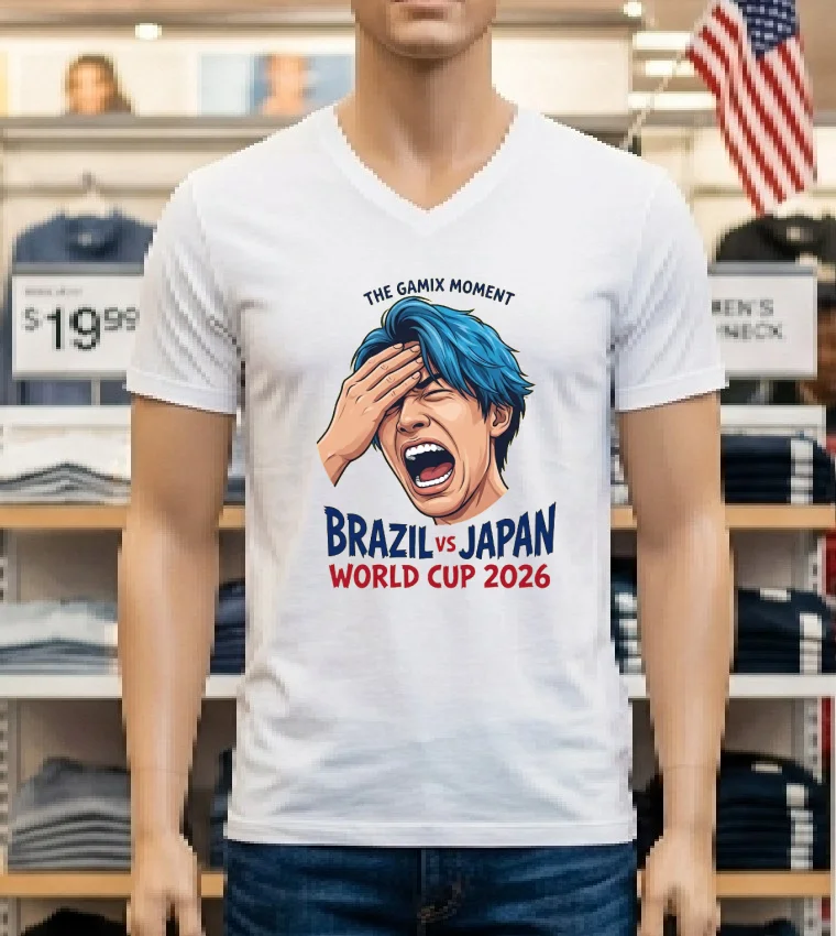 Japanese Streamer Gamix Screaming Viral Moment Brazil Vs Japan World Cup 2026 T Shirt - white-t-shirt Japanese Streamer Gamix Screaming Viral Moment Brazil Vs Japan World Cup 2026 T Shirt White T Shirt 1