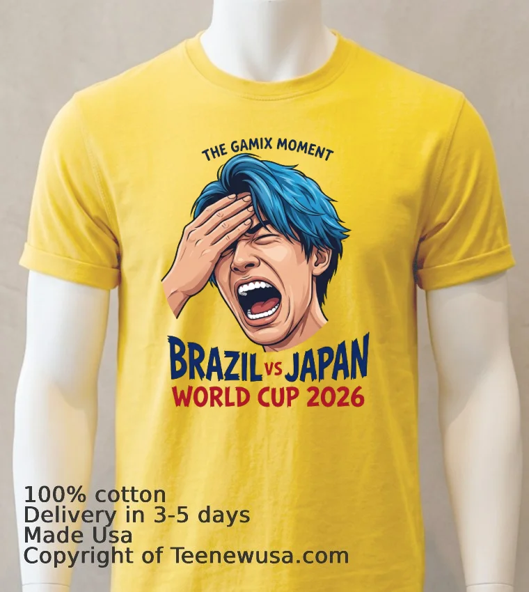 Japanese Streamer Gamix Screaming Viral Moment Brazil Vs Japan World Cup 2026 T Shirt - yellow-t-shirt Japanese Streamer Gamix Screaming Viral Moment Brazil Vs Japan World Cup 2026 T Shirt Yellow T Shirt