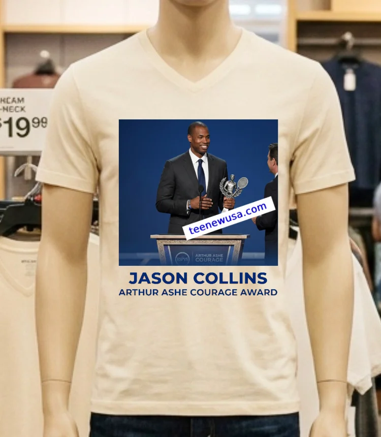 Jason Collins Honored With Arthur Ashe Courage Award At Espys T Shirt - white-t-shirt Jason Collins Honored With Arthur Ashe Courage Award At Espys T Shirt White T Shirt