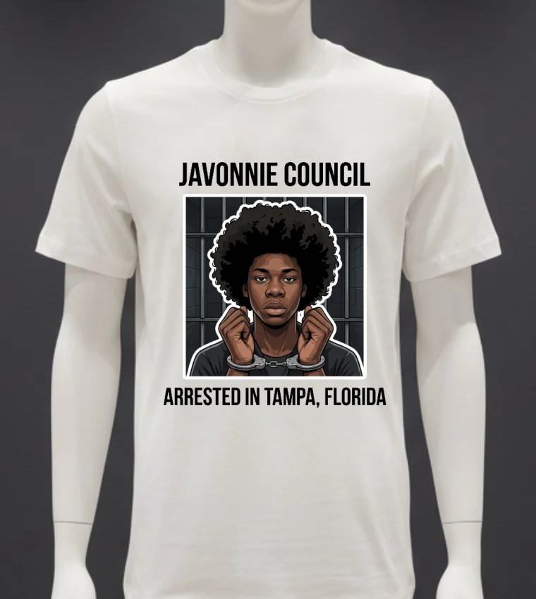 Javonnie Council Of Tampa, Florida Arrested And Detained T Shirt - white-t-shirt Javonnie Council Of Tampa Florida Arrested And Detained T Shirt White T Shirt 1