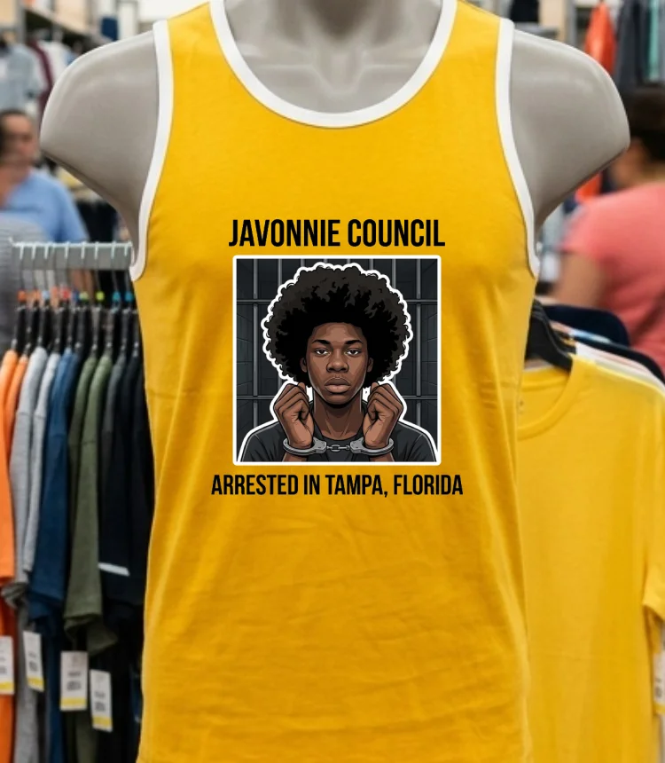 Javonnie Council Of Tampa, Florida Arrested And Detained T Shirt - yellow-t-shirt Javonnie Council Of Tampa Florida Arrested And Detained T Shirt Yellow T Shirt