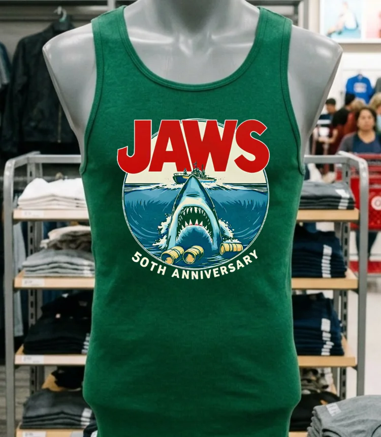 Jaws 50Th Anniversary Vintage Shirt - green-shirt Jaws 50th Anniversary Vintage Shirt Green Shirt