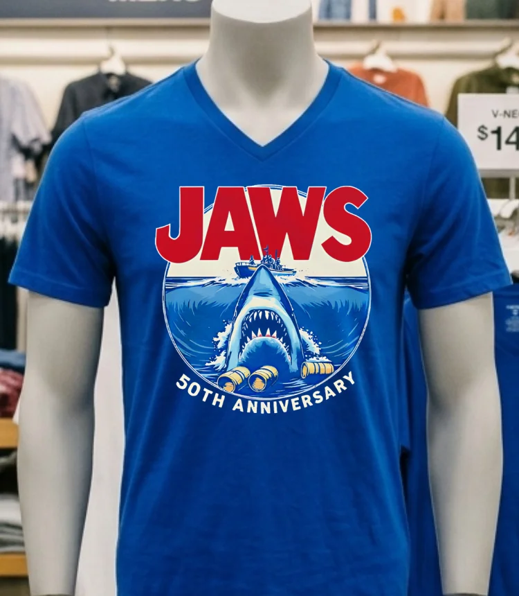 Jaws 50Th Anniversary Vintage Shirt - navy-shirt Jaws 50th Anniversary Vintage Shirt Navy Shirt 1