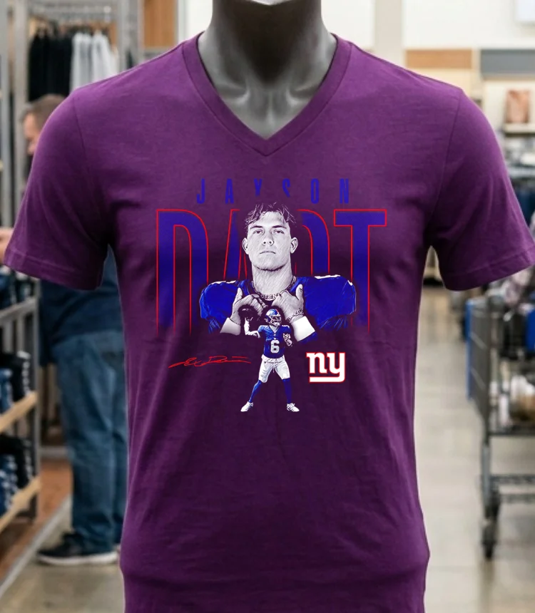 Jaxson Dart New York Giants Signature Classic Shirt Purple Shirt
