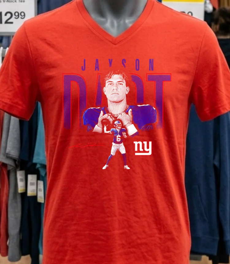 Jaxson Dart New York Giants Signature Classic Shirt Red Shirt