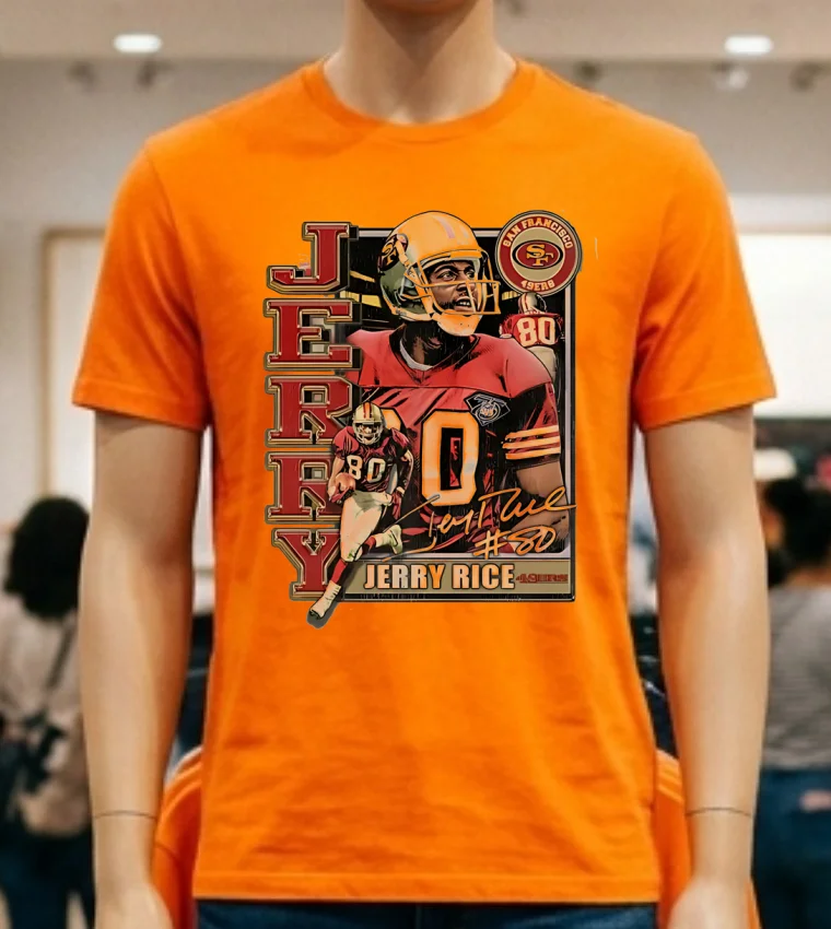 Jerry Rice San Francisco 49Ers Signature Vintage Shirt - orange-shirt Jerry Rice San Francisco 49ers Signature Vintage Shirt Orange Shirt