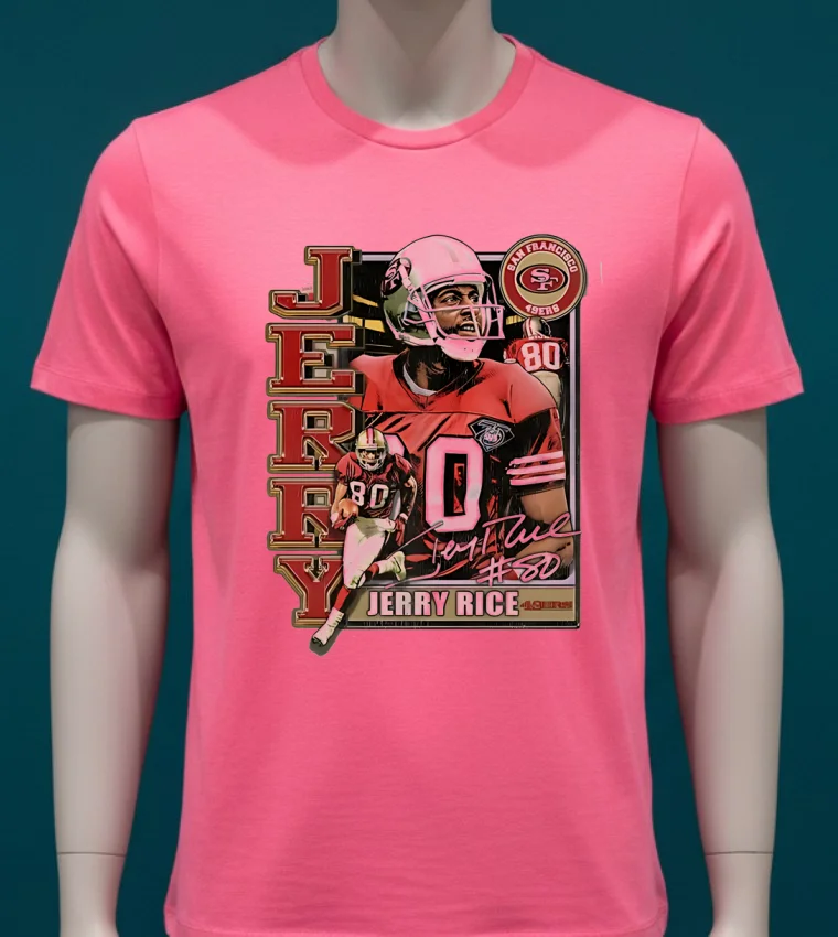 Jerry Rice San Francisco 49Ers Signature Vintage Shirt - pink-t-shirt Jerry Rice San Francisco 49ers Signature Vintage Shirt Pink T Shirt