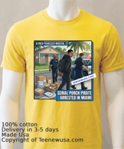 Jeyner Francisco Monzon 22 Who Stole Packages Has Been Arrested By Police T Shirt Yellow T Shirt