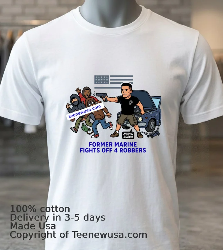 Jheyco Borda, A Former U.s. Marine, Fought Off A Group Of Four Robbers T Shirt - white-t-shirt 3 Jheyco Borda A Former Us Marine Fought Off A Group Of Four Robbers T Shirt White T Shirt 3