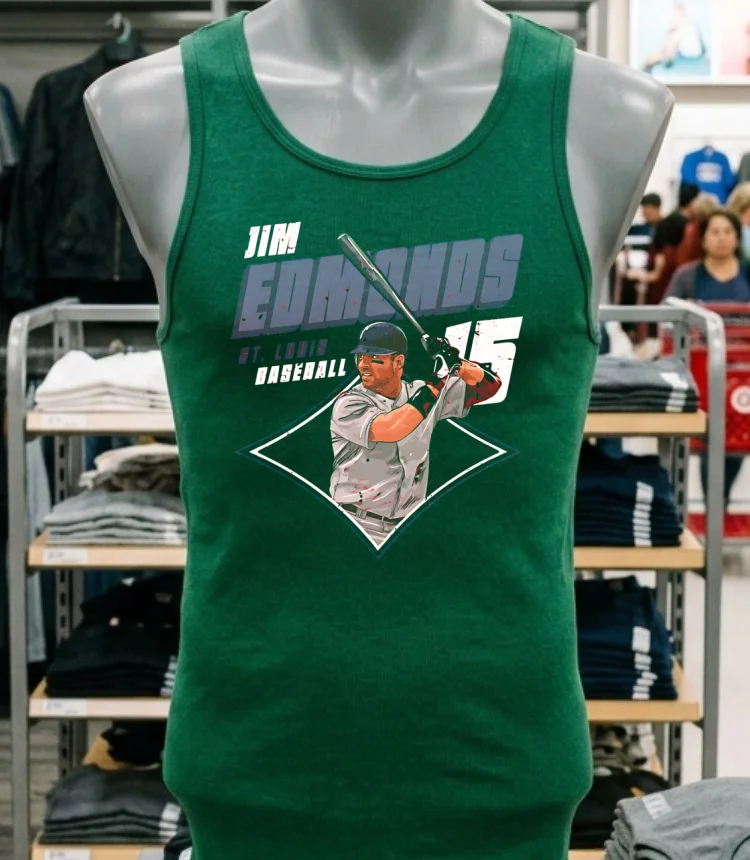Jim Edmonds St. Louis Diamond Number 15 Shirt - green-shirt Jim Edmonds St Louis Diamond Number 15 Shirt Green Shirt