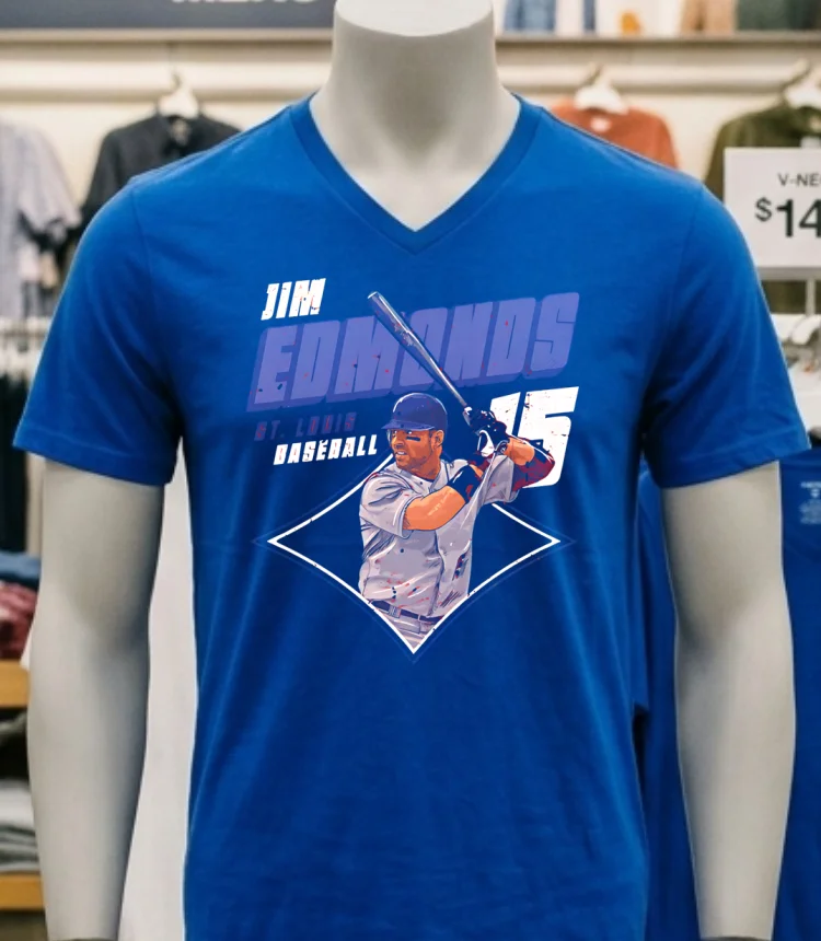 Jim Edmonds St. Louis Diamond Number 15 Shirt - navy-shirt Jim Edmonds St Louis Diamond Number 15 Shirt Navy Shirt 1