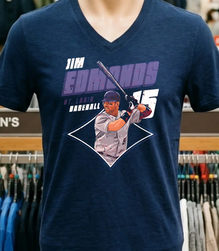 Jim Edmonds St Louis Diamond Number 15 Shirt Navy Shirt