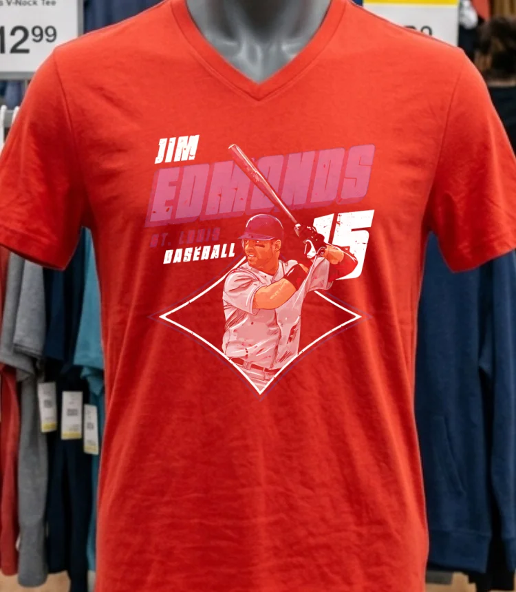 Jim Edmonds St. Louis Diamond Number 15 Shirt - red-shirt Jim Edmonds St Louis Diamond Number 15 Shirt Red Shirt