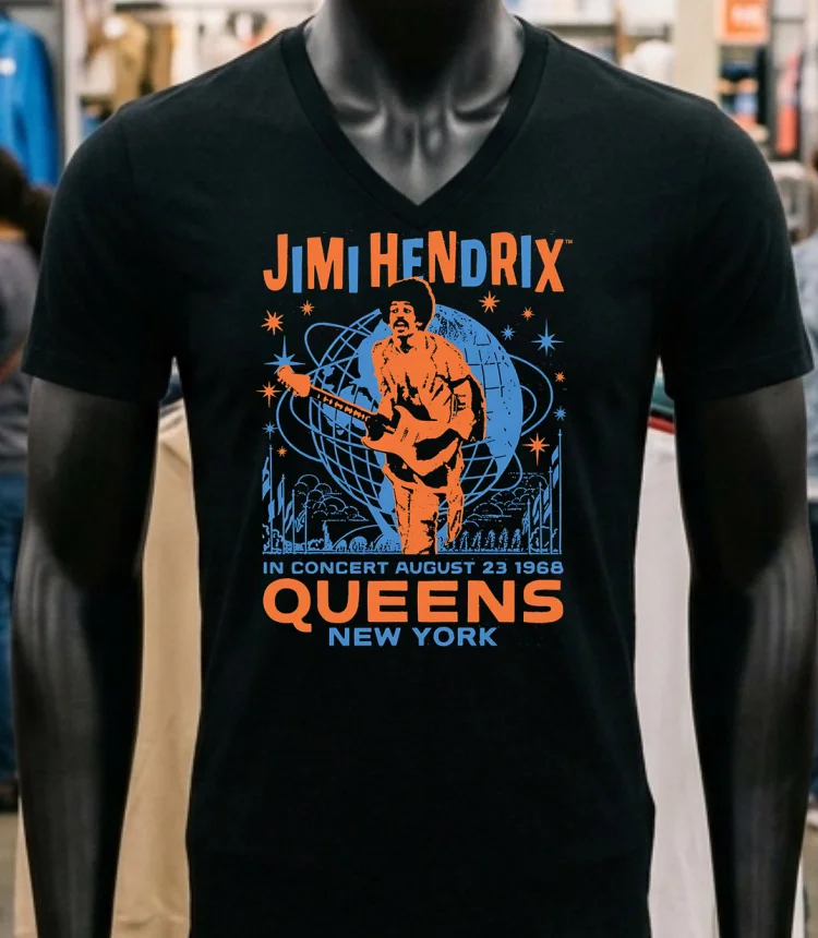 Jimi Hendrix Queens New York 1968 Shirt - balck-shirt Jimi Hendrix Queens New York 1968 Shirt Balck Shirt