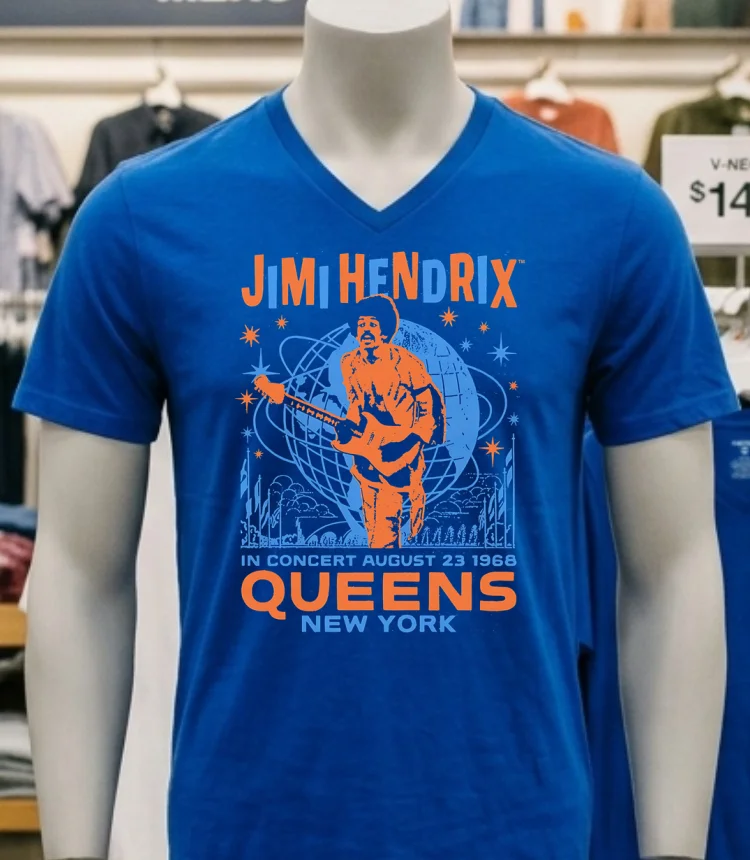 Jimi Hendrix Queens New York 1968 Shirt Navy Shirt 1
