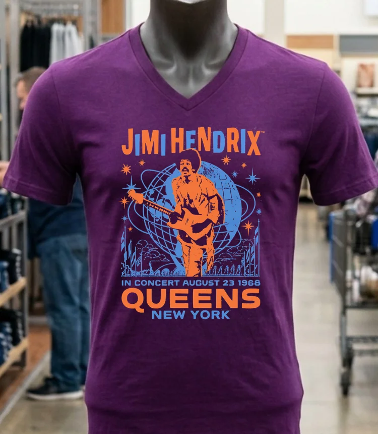 Jimi Hendrix Queens New York 1968 Shirt - purple-shirt Jimi Hendrix Queens New York 1968 Shirt Purple Shirt