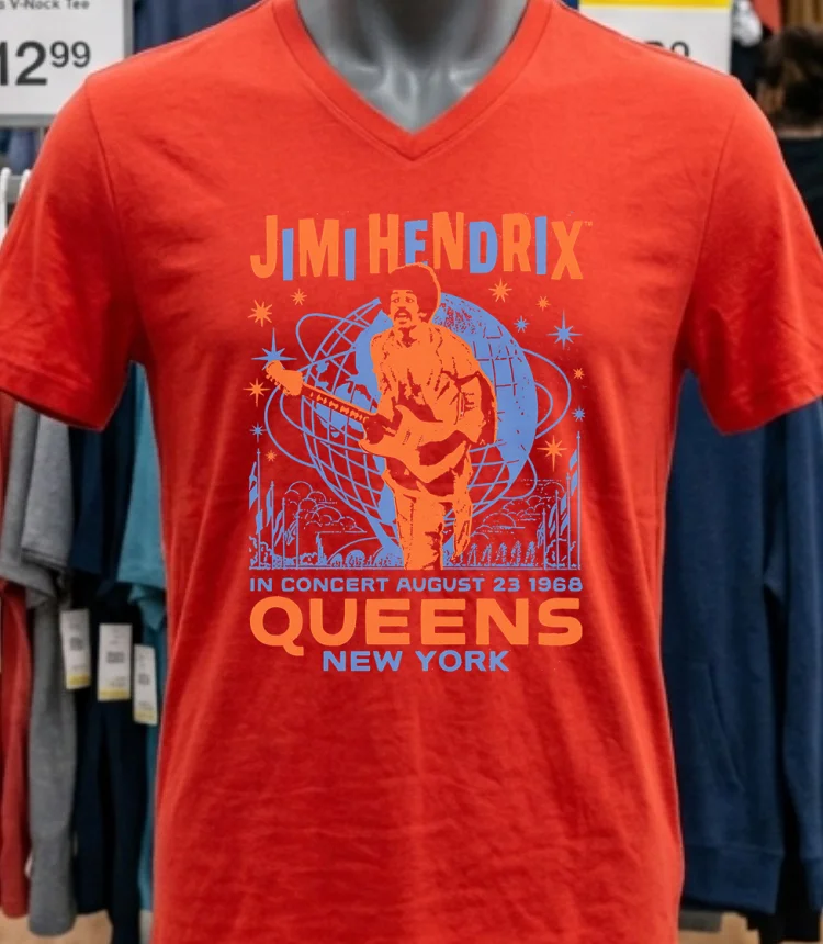 Jimi Hendrix Queens New York 1968 Shirt - red-shirt Jimi Hendrix Queens New York 1968 Shirt Red Shirt