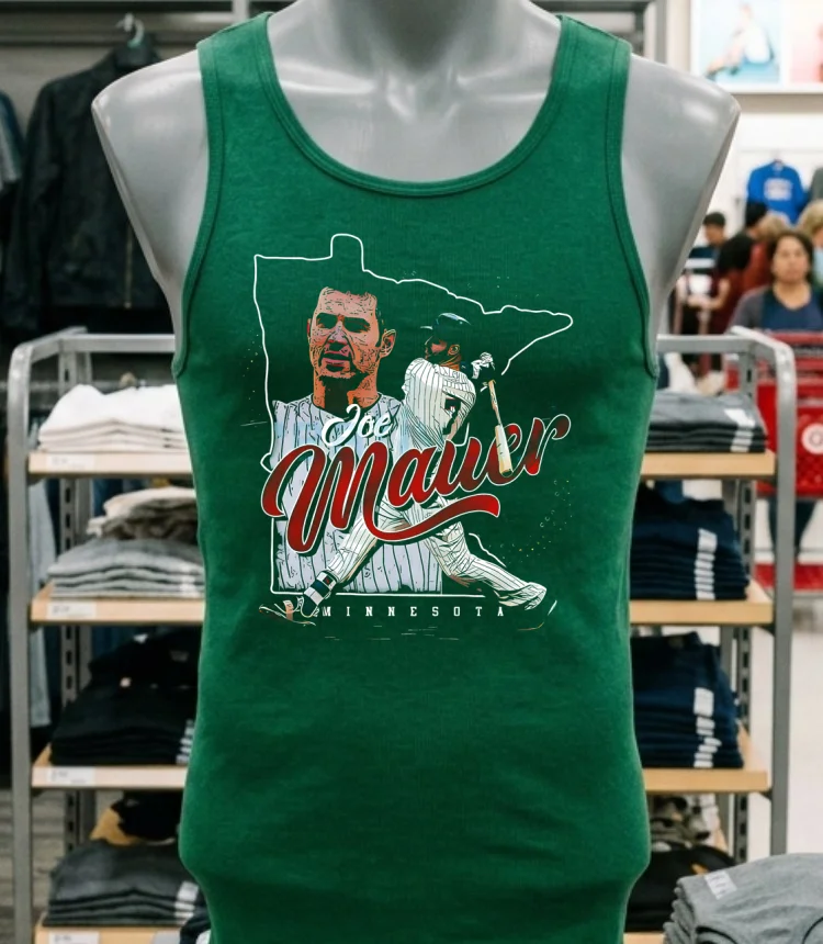 Joe Mauer Minnesota Twins State Silhouette Vintage Baseball Shirt - green-shirt Joe Mauer Minnesota Twins State Silhouette Vintage Baseball Shirt Green Shirt