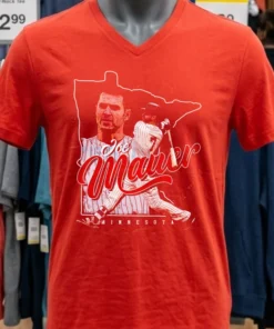 Joe Mauer Minnesota Twins State Silhouette Vintage Baseball Shirt