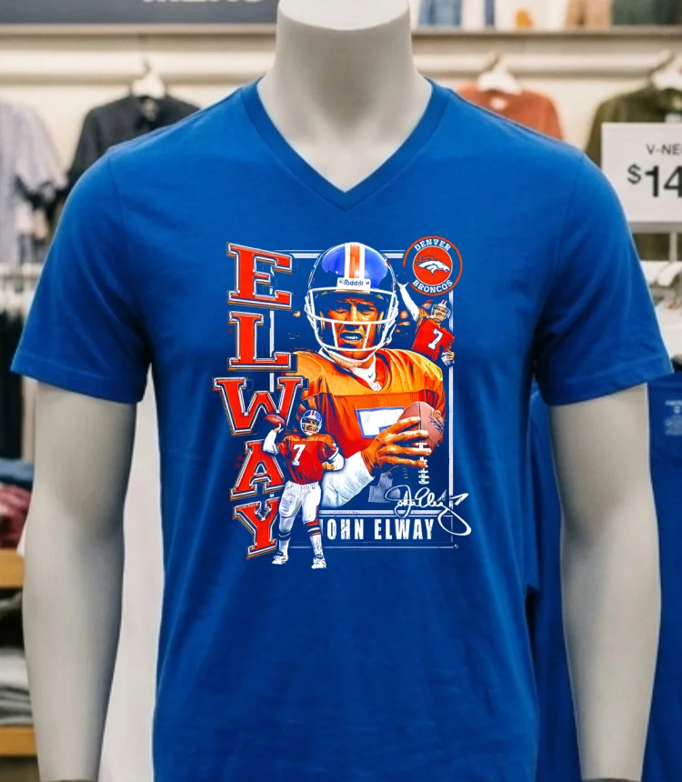 John Elway Denver Broncos Graphic Retro Shirt - navy-shirt John Elway Denver Broncos Graphic Retro Shirt Navy Shirt 1