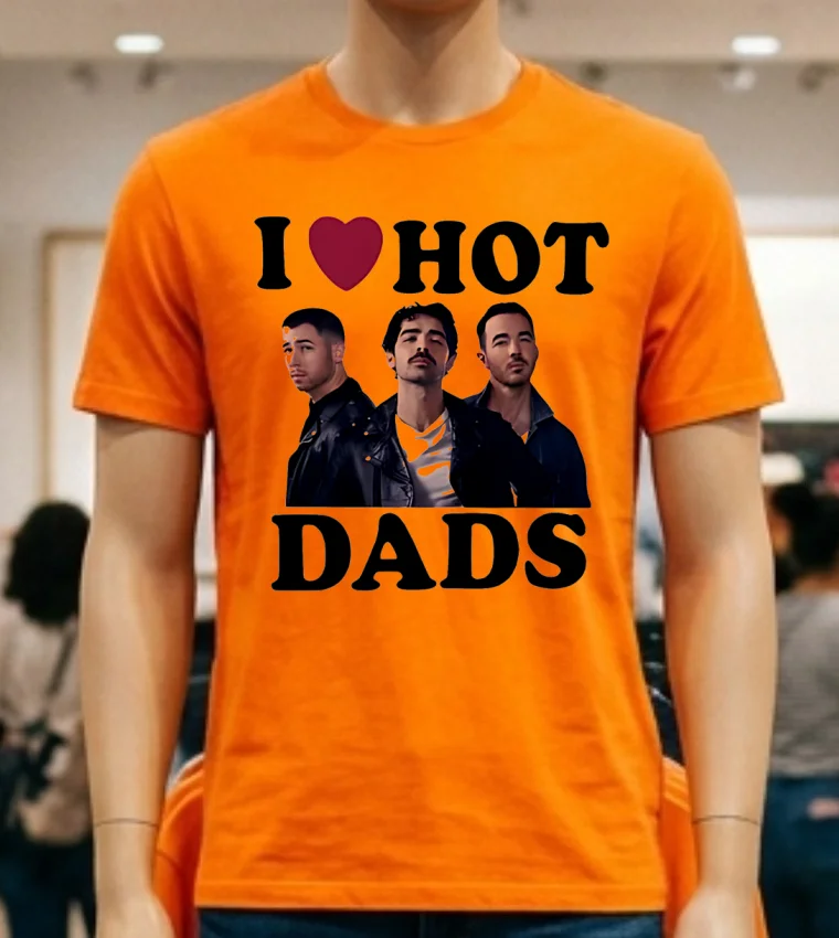 Jonas Brothers I Love Hot Dads Shirt - orange-shirt Jonas Brothers I Love Hot Dads Shirt Orange Shirt