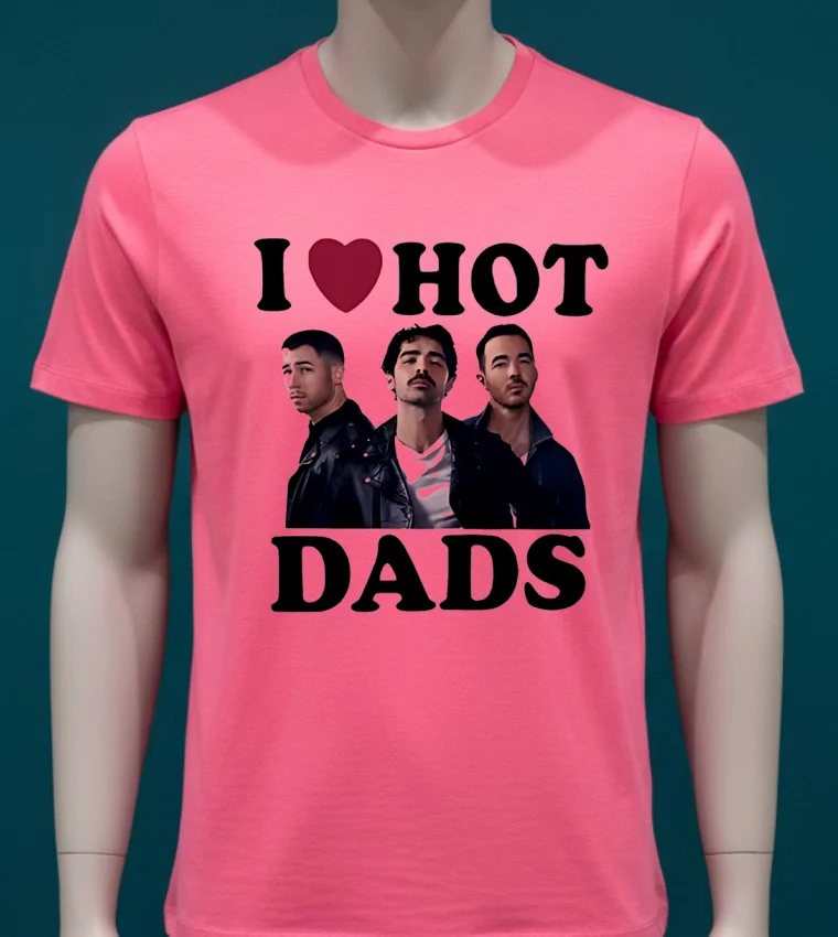 Jonas Brothers I Love Hot Dads Shirt - pink-t-shirt Jonas Brothers I Love Hot Dads Shirt Pink T Shirt