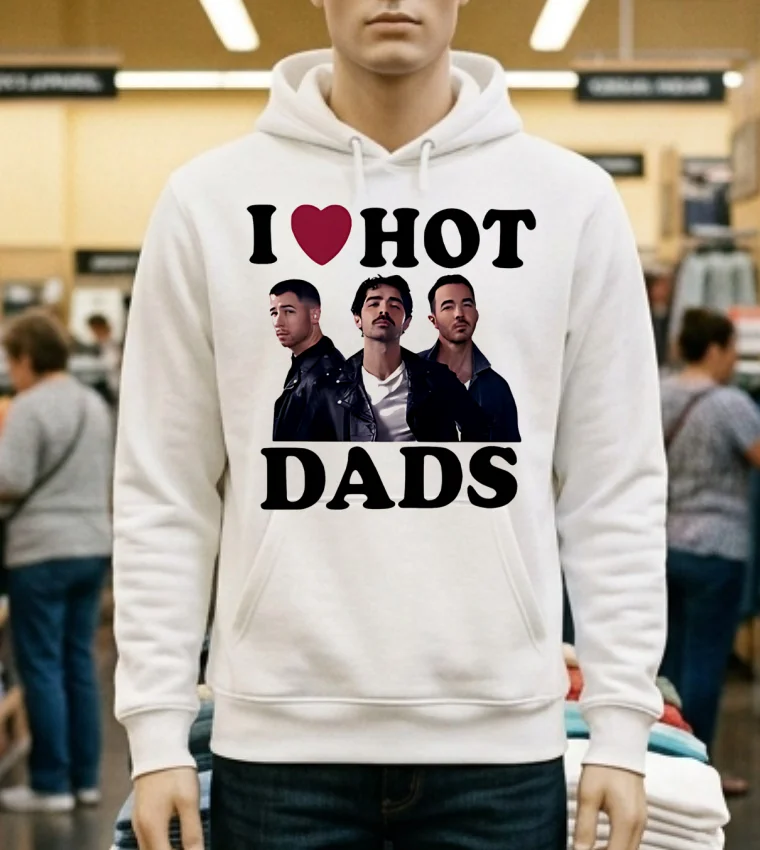 Jonas Brothers I Love Hot Dads Shirt - white-t-shirt Jonas Brothers I Love Hot Dads Shirt White T Shirt 1