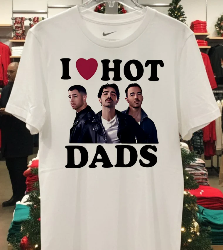 Jonas Brothers I Love Hot Dads Shirt - white-t-shirt Jonas Brothers I Love Hot Dads Shirt White T Shirt